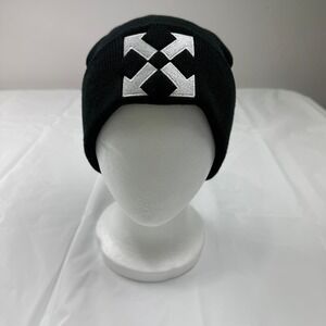 Three Days Grace Band Beanie Black Cuffed Knit Hat White Embroidered Logo Logo
